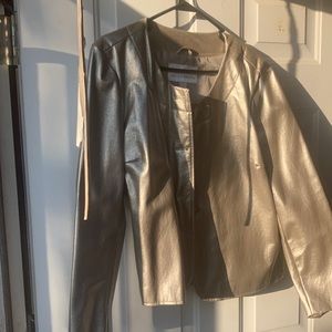 Jaclyn Smith Silver Faux Leather Party Jacket